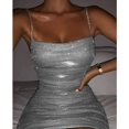 thumbnail image 1 of Mikilon Robe Courte Sans Manches pour Femmes à Paillettes, Éclat Éclat, Unie, Boîte de Nuit, Soirée, Dos Nu, Chaîne, Fesses, 1 of 6