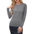 thumbnail image 3 of Women'S Wool Blend Classic Crew Neck Casual Fall Sweaters Light Gray L, 3 of 8