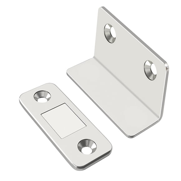 Magnetic Door Catch L-Shaped Sliding Wardrobe Cabinet Door Absorber Strip with Adhesive and Screw Mounting 1.5 mm Thick Stainless Steel