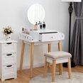thumbnail image 3 of Costway Coiffeuse en Bois avec Tabouret, Miroir Rond avec 1 Tiroir, 3 of 10