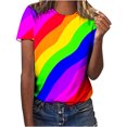 thumbnail image 1 of Penkiiy T-Shirt Coloré pour Femme Arc-en-Ciel Col Rond Manches Courtes Chemise Basique Haut Blouse S Multicolore, 1 of 6