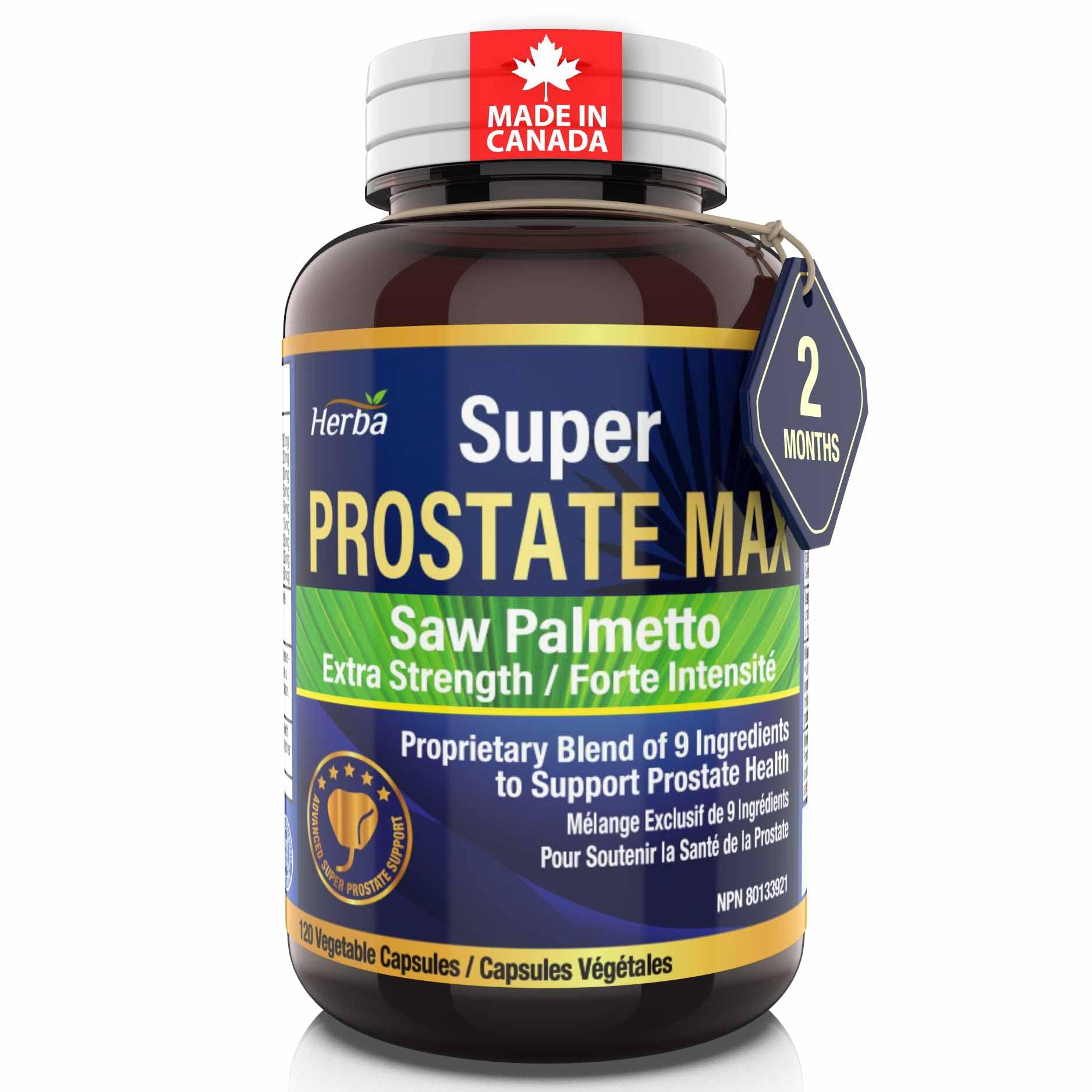 Herba Natural Prostate Supplements for Men – 120 Capsules | Super Prostate Max | Made in Canada