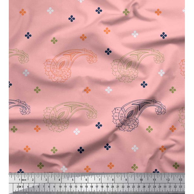 Soimoi Cotton Poplin Fabric Paisley & Jamdani Decor Fabric Printed Yard 56 Inch Wide