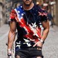 thumbnail image 1 of Snoarin Chandails en Molleton pour Hommes Col Rond Décontracté Impression Numérique 3D Pull Entraînement Physique Sports Manches Courtes T-Shirt Blouse 4 Juillet Chemises pour Hommes en Solde, 1 of 5