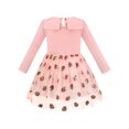 thumbnail image 2 of Robe Fille Rose Fraise Jupe à Sequins Applique Nœud Manches Longues 4 Ans, 2 of 6