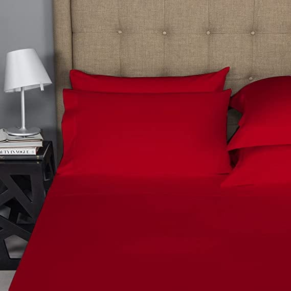 Housses d'Oreiller Rouges Unies 100 pour Cent Coton Pur Ultra Douces Taies d'Oreiller 2 Pcs 450 Tc (Allemand 31x31, Rouge)
