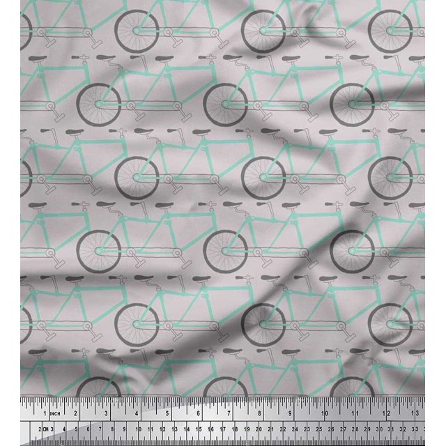 Soimoi Polyester Crepe Fabric Bicycle Transport Fabric Prints by Yard 52 Inch Wide