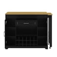 thumbnail image 3 of U_Style-CA 43.3"-87.4" Counter Table & Bar Cabinet with Extendable Tabletop (with Wheels), Storage Sideboard, 2 Doors, 1 Drawer, Adjustable Shelves, Wine Rack & Stemware Holder (Chairs Not Included), 3 of 18