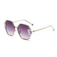thumbnail image 1 of Penkiiy Woman Rimless Diamond Sunglasses, Oversized Gradient Diamond Sunglasses, Polygonal Sunglasses UV Protection Dark Gray, 1 of 5