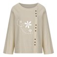 thumbnail image 4 of IROINID Rabais T-Shirts à Manches Longues pour Femmes Décontracté Col Rond Blouse Imprimée T-Shirt Hauts à Boutons, Jaune, 4 of 4