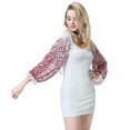 thumbnail image 3 of Dalazy Boléro en Chiffon à Manches Longues pour Femmes Fleur Rouge Vin, 3 of 9