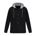 thumbnail image 1 of KIHOUT Winter Warm Coats Men Button-up Cardigan Carry Pockets Solid Color Long Sleeve Hooded Jacket,Size M-5XL, 1 of 5
