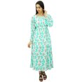 thumbnail image 3 of Bimba Women's Printed Cotton Smocked Waist Long Maxi Dress Boho Chic, 3 of 9