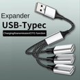 thumbnail image 2 of USB To USB 2.0 Triple USB Port HUB OTG Adapter Cable Hab Data Charging Convertor USB Extension Splitter, USB a To 4 USB,1 x USB HUB Splitter Adapter,Black & Silver, 2 of 9