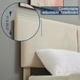 thumbnail image 2 of VECELO Queen Size Upholstered Bed Frame with Adjustable Headboard, Strong Wood Slats Supports, No Box Spring Needed, Beige, 2 of 8