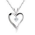 thumbnail image 1 of .15Ct Pendentif Rond en Forme de Cœur Solitaire Diamant Poli Or Blanc 20mm de Haut, 1 of 1