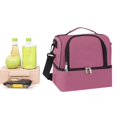 thumbnail image 1 of ZZkhGO Insulated Lunch Bag with Double Compartment, Waterproof Cooler Tote, Large Capacity Thermal Lunch Box for Work Picnic Travel, Hot Pink, 1 of 7