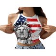 thumbnail image 1 of Débardeurs pour Femmes Jour de l'Indépendance Coupe Ajustée Col Rayé Crop Tops, 1 of 5