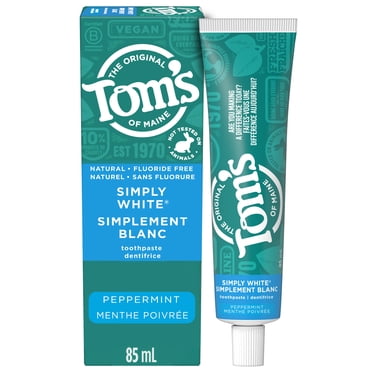 Tom’s of Maine Simply White Fluoride Free Toothpaste, Peppermint, 85mL