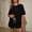 Black, variant on Elvqul Womens Pullover Top and Shorts Crew Neck Elastic Waisted Pjs Lightweight Two-Piece Short Sleeve Lounge Sets for Juniors Plain