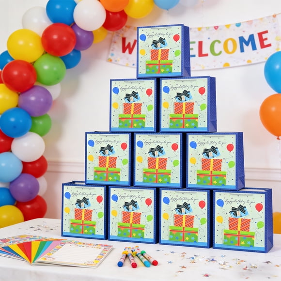 Uuiauoio 1 Pcs Happy Birthday Party Gift Treat Bags with Handles Colorful Bag Cheerful Birthday Grocery Shopping Bags for Rainbow Party Decorations Baby Shower Supplies