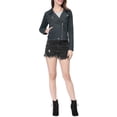 thumbnail image 2 of INSPIRE CHIC Women's Motorcycle Jacket Faux Suede Solid Color Asymmetric Zipper Jacket M Dark Blue, 2 of 8