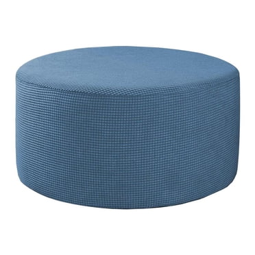 Stretch Knitted Jacquard Round Ottoman Slipcover, 1 Piece Elastic Footstool Protector Cover for 18.9‑21.65 Inch Round Storage Stool