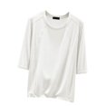 thumbnail image 1 of Timegard Hauts pour Femmes Col Rond Manches 3/4 Blouse Ample Confortable Décontractée Couleur Unie Pyjama T-Shirt Hauts, 1 of 6