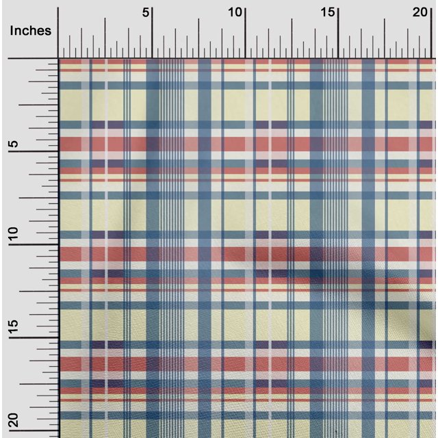 oneOone Polyester Lycra Fabric Madras Check Decor Fabric Printed BTY 56 Inch Wide