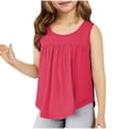 thumbnail image 1 of Débardeurs Unis à Ourlet Volanté pour Filles, Hauts Sans Manches à Col Rond pour Enfants, 4-14 Ans, T-Shirts Décontractés, 1 of 5