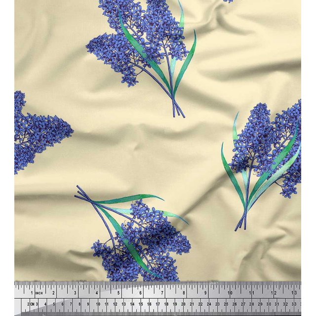 Soimoi Georgette Viscose Fabric Lavender Flower Print Sewing Fabric Yard 42 Inch Wide