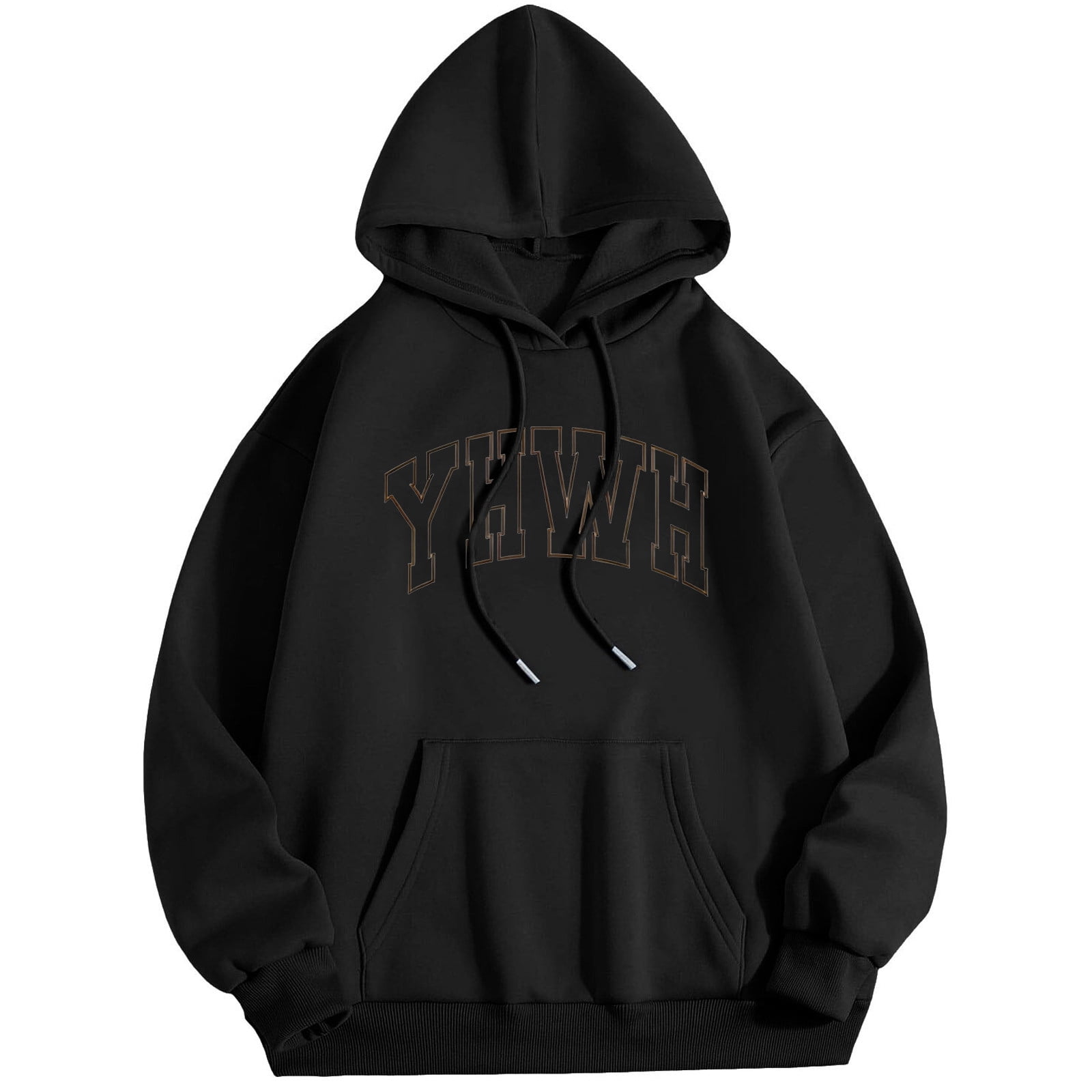 MIASHUI Men's Basic Pullover Hoodie with Front Pocket and Adjustable Drawstring, Comfortable Casual Wear for Everyday Use Black,S