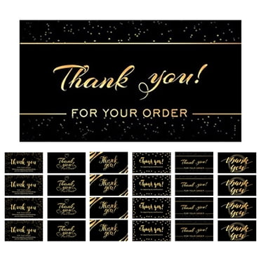 KAKOWELY 300pcs Black Thank You Cards for Business Square Thank You Cards Business Thank You Cards Thank You for Supporting My Small Business Cards,3.54X"X1.97"X0.04"