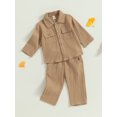 thumbnail image 3 of SUNSIOM 2Pcs Baby Boy Fall Outfits Long Sleeve Button Down Lapel Shirt + Pants Set Toddler Clothes, 3 of 9