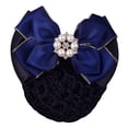 thumbnail image 1 of Couvre-Chef en Filet avec Strass Nœud Papillon Barrette Clip Dentelle Fleur pour Fête pour Employée Dorée+bleue, 1 of 7