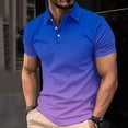 thumbnail image 2 of QATAINLAV Polos Shirts for Men 2025 Summer Fashion Gradient Print Tops Casual Button Down Collared Golf Shirt Lightweight Breathable Tennis Tees Multicolor L Sales Today, 2 of 6