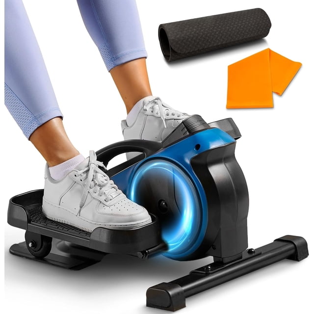 LifePro Under Desk Elliptical Machine with Red Light Option – Seated Pedal Exerciser for Seniors & Adults, Quiet Portable Leg Exercise Machine for Home & Office - Blue
