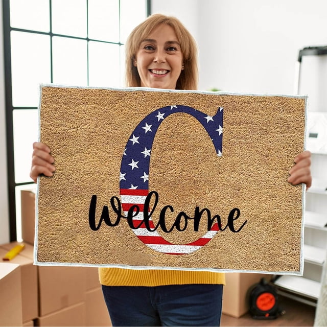 Rbaofujie Rugs for Kitchen Floor 4th Of July Door Mat Patriotic Doormat Entryway Rug Welcome Independence Day Doormat Stain and Fad Patriotic Decor Welcome Outdoor Mat Room Rugs for Bedroom