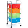 thumbnail image 1 of Costway 4-Drawer Cart Storage Bin Organizer Rolling w/Plastic Drawers Rainbow, 1 of 10