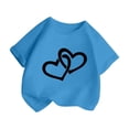 thumbnail image 3 of PMVFHDE T-Shirts Fille T-Shirt Enfant Filles Mignon Graphique Col Rond Manches Courtes Tee Été Décontracté T-Shirt Bleu Ciel, 1-2 Ans, 3 of 5