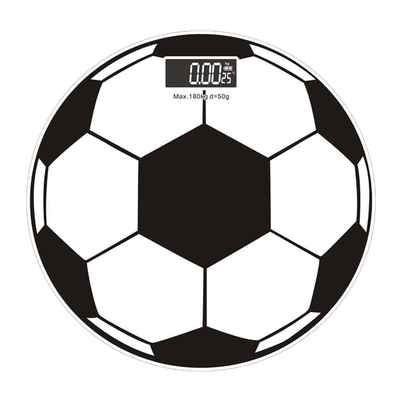 Weighing Scale for Body Weight - Soccer Pattern, Glass Pane, Usb Charging, Temperature Measurement, 180Kg Capacity for Home