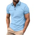 thumbnail image 2 of Jovati Chemise Décontractée à Manches Courtes à Col Rabattu pour Hommes, Tissu en Polyester, Coupe Confortable Respirante, Design Uni, Lavable à la Machine, Épaisseur Standard, 2 of 4
