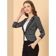 thumbnail image 4 of INSPIRE CHIC Blazer Mince à Rayures pour Femme à Revers Cranté Décoré de Boutons S Noir, 4 of 6