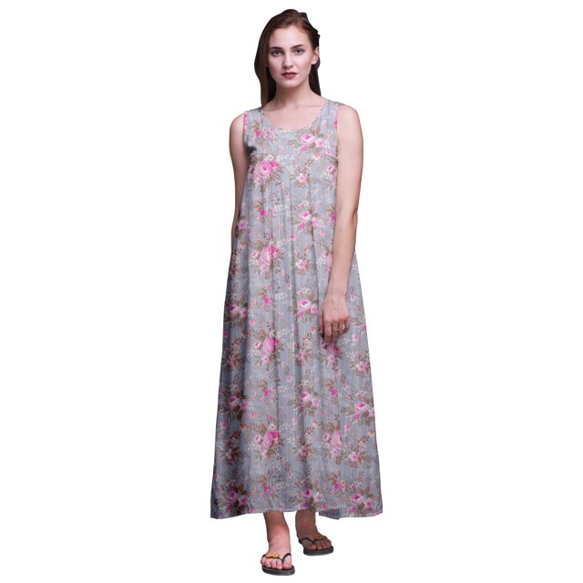 Bimba Rayonne Rayonne Chemises de Nuit pour Femmes Maxi Imprimées Vêtements de Nuit Robe de Nuit-P