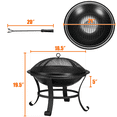 thumbnail image 4 of Yaheetech Foyer Extérieur Rond de 22 Pouces avec Couvercle à Écran en Maille, Tisonnier, Grille à Bûches pour Patio, BBQ, Camping, Feu de Camp, 4 of 9