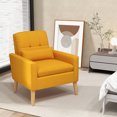 thumbnail image 2 of Gymax Fauteuil d'Appoint Moderne du Milieu du Siècle en Tissu de Lin avec Coussin Lombaire, 2 of 9
