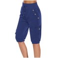 thumbnail image 2 of AherBiu Womens Capris Summer Casual Loose High Waisted Drawstring Knee Length Shorts with Pockets, 2 of 6