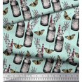 thumbnail image 3 of Soimoi Green Polyester Crepe Fabric Insect,Lavender & Vintage Bottle Print Sewing Fabric BTY 42 Inch Wide, 3 of 3