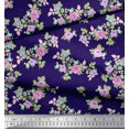 thumbnail image 3 of Soimoi Tissu Crêpe Polyester Feuilles, & Imprimés Floraux Roses au Mètre 52 Pouces de Large, 3 of 3