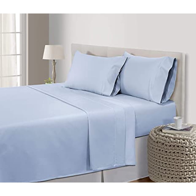 Alive Pixels 4 Pillow Covers Blue Solid 100 Percent Cotton 4-Pcs Pillowcases 200TC (Standard 20x26, Blue)